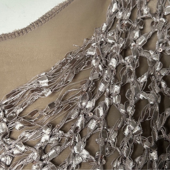 John Fashion Sweater Women's XL Brown Chiffon Uderlayers Open Knit Boho NEW - Picture 12 of 16